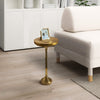 11 Inch Modern Side End Drink Table, Removable Round Top, Sleek Pedestal Base, Gold By The Urban Port