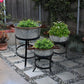 21 18 and 16 Inch 3 Piece Round Tub Metal Planter Set with Stand in Galvanized Gray and Black Iron By The Urban Port UPT-271316