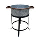 21, 18, and 16 Inch 3 Piece Round Tub Metal Planter Set with Stand in Galvanized Gray and Black Iron By The Urban Port