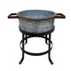 21, 18, and 16 Inch 3 Piece Round Tub Metal Planter Set with Stand in Galvanized Gray and Black Iron By The Urban Port