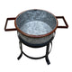 21, 18, and 16 Inch 3 Piece Round Tub Metal Planter Set with Stand in Galvanized Gray and Black Iron By The Urban Port