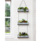 36 Inch 3 Tier Hanging Planter, Galvanized Metal With Chrome Chain, Silver Finish by The Urban Port