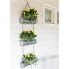 36 Inch 3 Tier Hanging Planter Galvanized Metal With Chrome Chain Silver Finish by The Urban Port UPT-271317