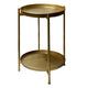 Vica 20 Inch High Round Side End Table with 2 Tier Iron Frame, Matte Gold By The Urban Port