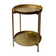 Vica 20 Inch High Round Side End Table with 2 Tier Iron Frame, Matte Gold By The Urban Port