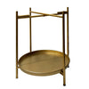 Vica 20 Inch High Round Side End Table with 2 Tier Iron Frame, Matte Gold By The Urban Port