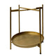 Vica 20 Inch High Round Side End Table with 2 Tier Iron Frame, Matte Gold By The Urban Port