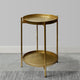 Vica 20 Inch High Round Side End Table with 2 Tier Iron Frame, Matte Gold By The Urban Port
