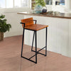 35 Inch Industrial Style Acacia Wood Barstool with Metal Frame Brown and Black By The Urban Port UPT-272013