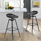 38 Inch Industrial Metal Barstool with Footrest Swivel Adjustable Seat Height Angled Legs Black By The Urban Port UPT-272524