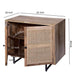 35 Inch Handcrafted Accent Cabinet with 2 Mesh Rattan Doors, Black Iron Legs, Natural Brown Mango Wood Frame  By The Urban Port