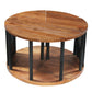 Jones 30-Inch Round Coffee Table, Handcrafted Natural Brown Acacia Wood, 3 Piece Split Design  By The Urban Port