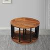 Jones 30-Inch Round Coffee Table, Handcrafted Natural Brown Acacia Wood, 3 Piece Split Design  By The Urban Port