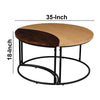 35 Inch 2 Piece Coffee Table with Black Iron Frame, 2 Tone Mango Wood Top In Natural Brown and Walnut The Urban Port