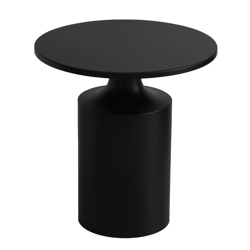 Zoe 20 Inch Modern Round Iron Side Table with Pedestal Base Matte Black By The Urban Port UPT-272899