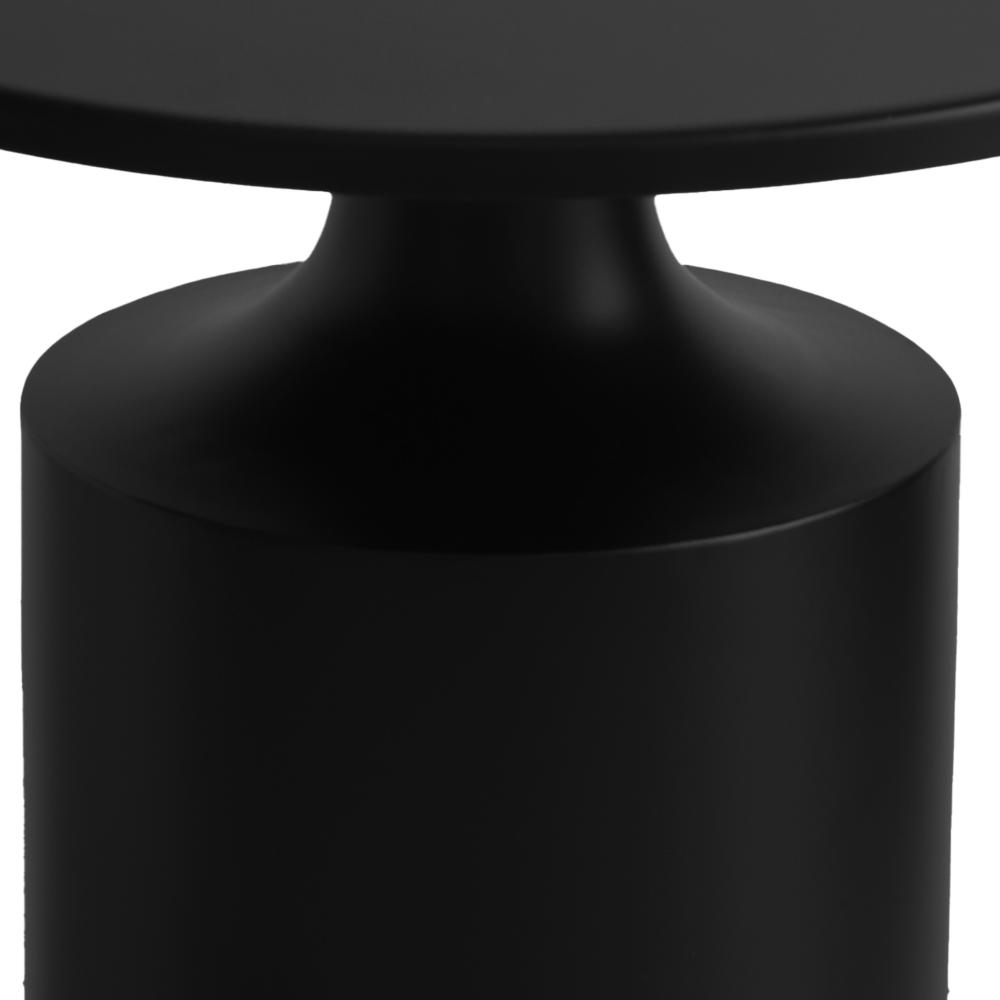 Zoe 20 Inch Modern Round Iron Side Table with Pedestal Base Matte Black By The Urban Port UPT-272899