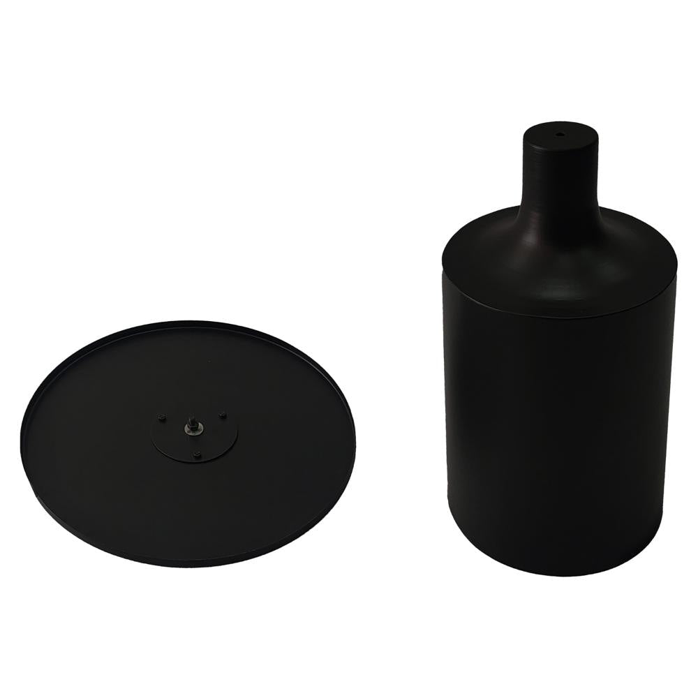 Zoe 20 Inch Modern Round Iron Side Table with Pedestal Base Matte Black By The Urban Port UPT-272899