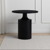 Zoe 20 Inch Modern Round Iron Side Table with Pedestal Base Matte Black By The Urban Port UPT-272899