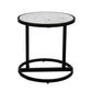 Beri 18 Inch Side End Table, Round White Natural Marble Top, Classic Slim Black Iron Frame - The Urban Port