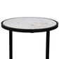 Beri 18 Inch Side End Table, Round White Natural Marble Top, Classic Slim Black Iron Frame - The Urban Port