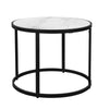 23 Inch Side End Table Modern Round White Natural Marble Top Classic Black Iron Frame The Urban Port UPT-273475
