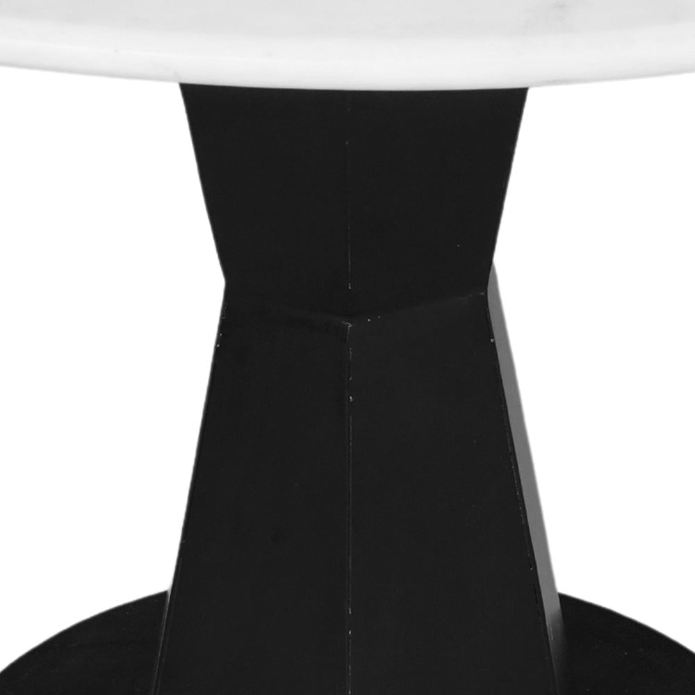 Riko Coffee Table White Marble Top on Modern Iron Stand Round Table 27’’ By The Urban Port UPT-274464