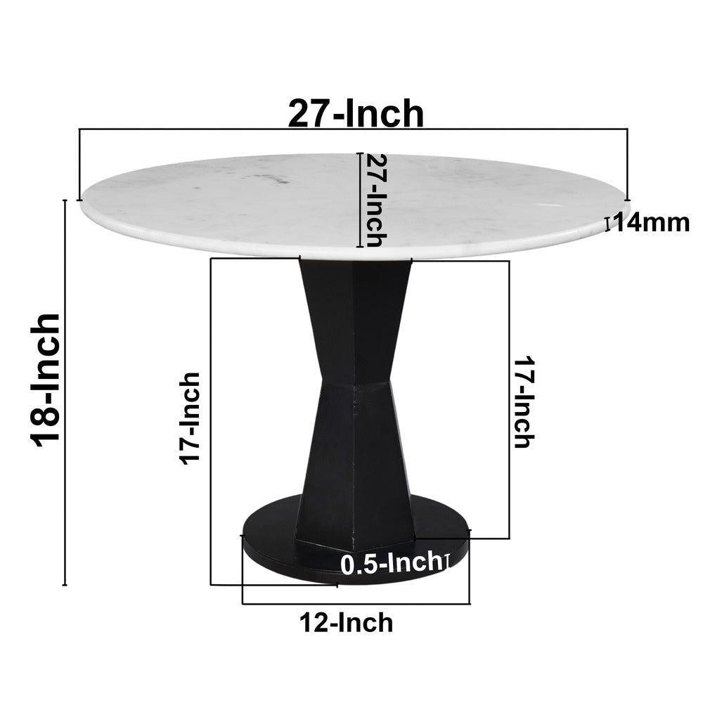 Riko Coffee Table White Marble Top on Modern Iron Stand Round Table 27’’ By The Urban Port UPT-274464