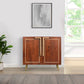 36 Inch Modern 2 Door Wooden Sideboard Buffet Cabinet with Metal Handles Splayed Legs Gold Oak Brown By The Urban Port UPT-274767