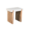 Kerry 20 Inch Rectangular End Side Table, Mango Wood, Sled Base, Glossy White, Natural Brown By The Urban Port