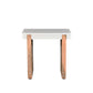 Kerry 20 Inch Rectangular End Side Table, Mango Wood, Sled Base, Glossy White, Natural Brown By The Urban Port