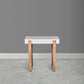 Kerry 20 Inch Rectangular End Side Table, Mango Wood, Sled Base, Glossy White, Natural Brown By The Urban Port