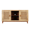 Aru 58 Inch Sideboard Buffet Cabinet | 2 Cane Doors n Open Shelves | 2 Tone Antique Brown Mango Wood By The Urban Port