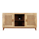Aru 58 Inch Sideboard Buffet Cabinet | 2 Cane Doors n Open Shelves | 2 Tone Antique Brown Mango Wood By The Urban Port