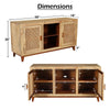Aru 58 Inch Sideboard Buffet Cabinet | 2 Cane Doors n Open Shelves | 2 Tone Antique Brown Mango Wood By The Urban Port