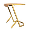 17 Inch Side End C Table, Natural Mango Wood Top with Drop Edge, Iron Gold Angled Frame  The Urban Port