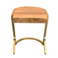 17 Inch Side End C Table, Natural Mango Wood Top with Drop Edge, Iron Gold Angled Frame  The Urban Port