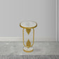 Soho Side End Table with Round Marble Top Gold Oblong Frame 21-Inch Height The Urban Port UPT-276370