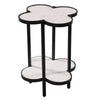 Chloe Side End Table White Genuine Marble Clover Shape Top With Black Iron Frame By The Urban Port UPT-276372