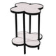 Chloe Side End Table White Genuine Marble Clover Shape Top With Black Iron Frame By The Urban Port UPT-276372