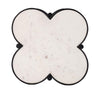 Side End Table White Genuine Marble Clover Shape Top and Bottom Shelf Black Iron Frame UPT-276372 UPT-276372