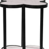 Chloe Side End Table White Genuine Marble Clover Shape Top With Black Iron Frame By The Urban Port UPT-276372