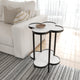 Chloe Side End Table White Genuine Marble Clover Shape Top With Black Iron Frame By The Urban Port UPT-276372