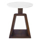 Port Blair Side End Table Round White Genuine Marble Top with Handcrafted Mango Wood 16.5 Inch UPT-276373