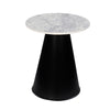 Riko Side End Table White Natural Marble 18 Inch Round Top Modern Black Pedestal Base By The Urban Port UPT-276374