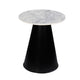Riko Side End Table White Natural Marble 18 Inch Round Top Modern Black Pedestal Base By The Urban Port UPT-276374
