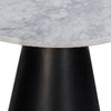 Riko Side End Table White Natural Marble 18 Inch Round Top Modern Black Pedestal Base By The Urban Port UPT-276374