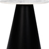 Riko Side End Table White Natural Marble 18 Inch Round Top Modern Black Pedestal Base By The Urban Port UPT-276374