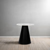 Riko Side End Table White Natural Marble 18 Inch Round Top Modern Black Pedestal Base By The Urban Port UPT-276374