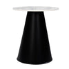 Riko Side End Table White Natural Marble 18 Inch Round Top Modern Black Pedestal Base By The Urban Port UPT-276374
