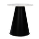 Riko Side End Table White Natural Marble 18 Inch Round Top Modern Black Pedestal Base By The Urban Port UPT-276374